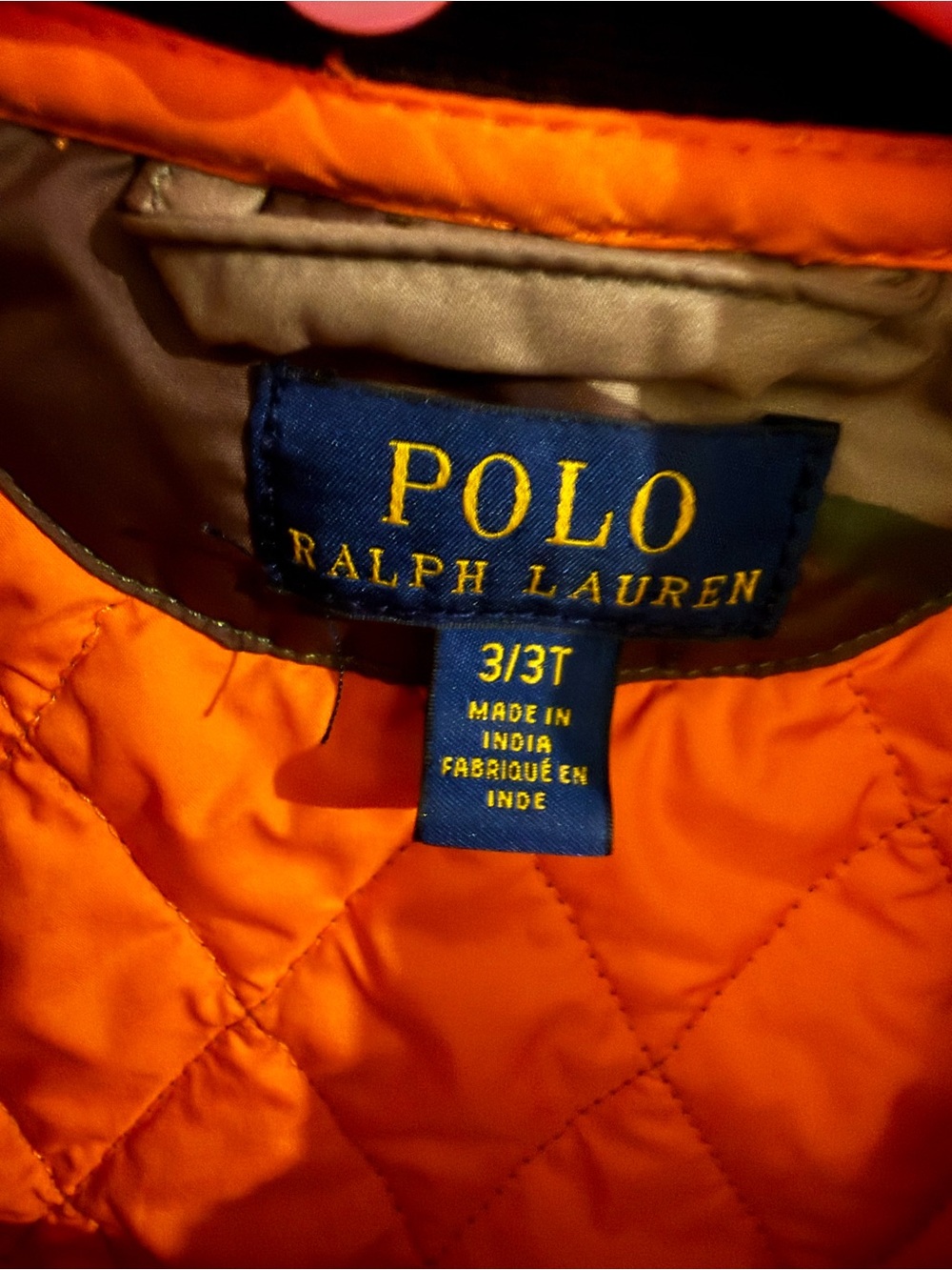 Polo by Ralph Lauren Green Camo Quilted Jacket with Orange Lining - Picture 5 of 6